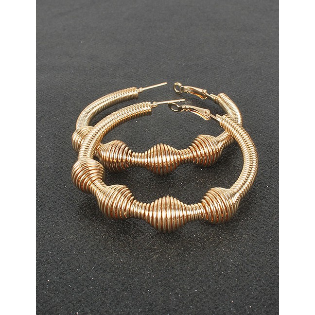 LRC Anting hoop Fashion Gold Color Alloy Spring Wire Geometric P48309