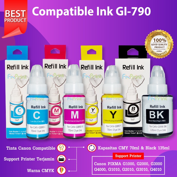 Paket Tinta Canon Refill IP2770 IP2780 IP1980 IP2180 MP258 MP237 MP285 E410 E510 MG2577S MG2570 MG3570 Mg2577 Dll