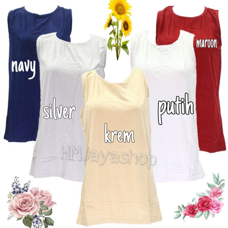 Iner Buntung Oblong Manset Tanpa Lengan Krah Bulat