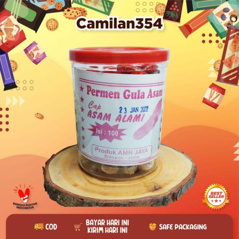 

Permen Gula Asam Isi 120pcs - 1 Toples / Permen Bulat Asem Jawa Manis