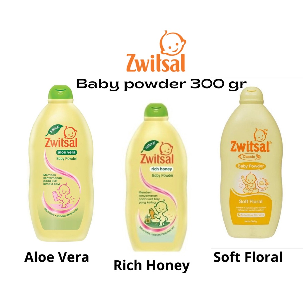 *SALE* Zwitsal Classic Natural Baby Powder Fresh /Soft Floral / Milk Honey / Aloe Vera 100gr 300gr 500gr  - Bedak Bayi