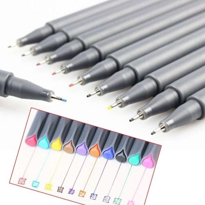 

(BISA COD) 10Pcs/box Colorful Watercolor Line Pen Watercolor Pen KOMPLIT Kode 1075