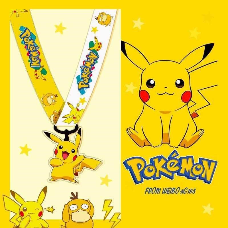 Pikachu ponsel lanyard melebar wanita kain leher tali pendek dan panjang ponsel jaringan liontin ran