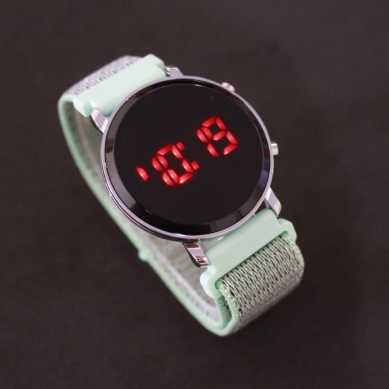 Jam Tangan Pria Wanita Unisex Dewasa LED Watch Strap Kanvas Bulat Canvas Strap