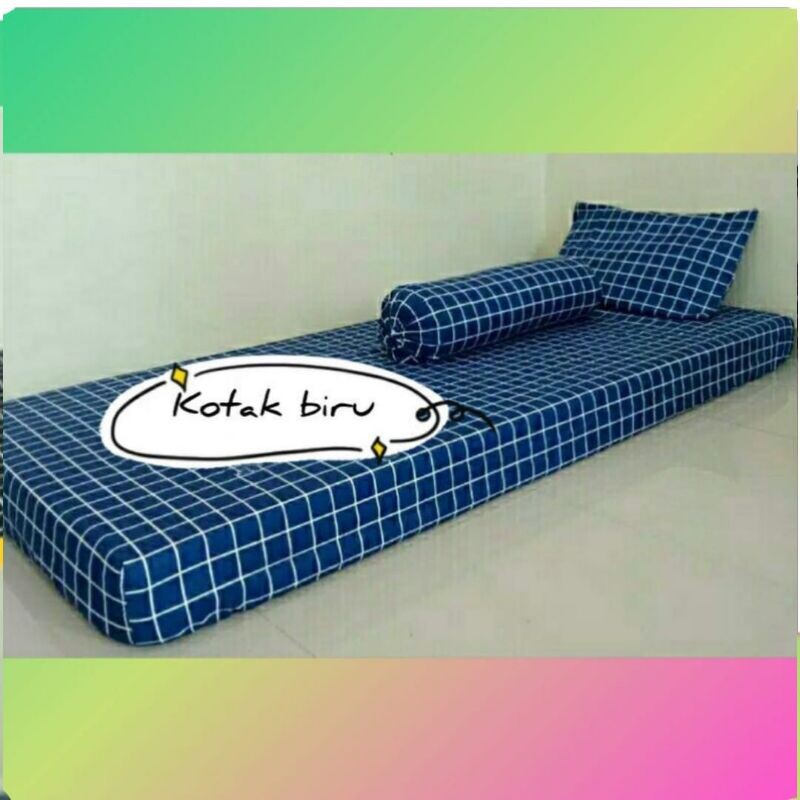 sprei karet sudut set bantal 1 guling 1 90x200x15,100*200*15 &amp; 120*200*15