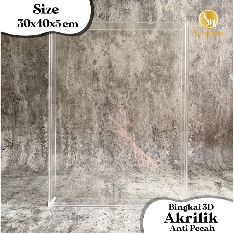 Bingkai 30x40 cm Akrilik Transparant | Frame mahar 3D