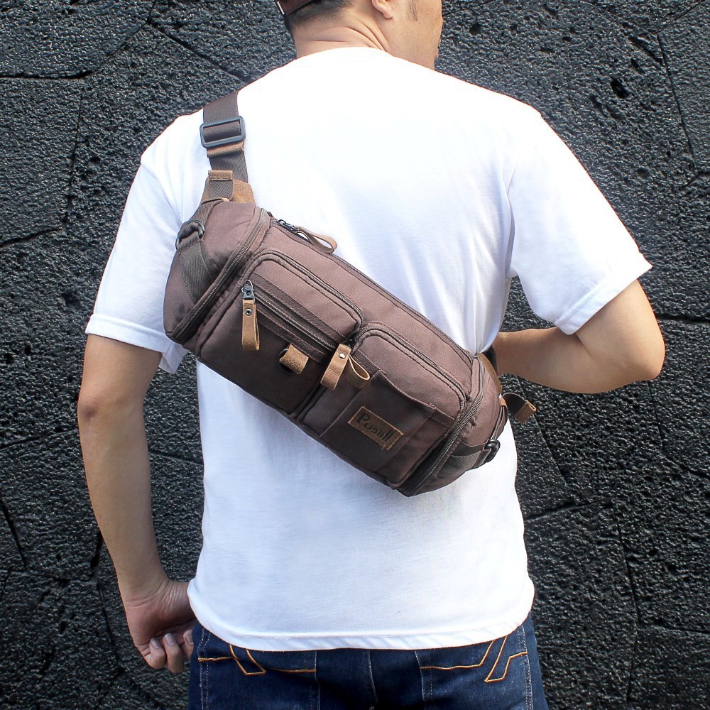 Tas Waist Bag Pusiill Premium | Tas Selempang Slempang Pria Coklat #9 Made In Indonesia Top Quality