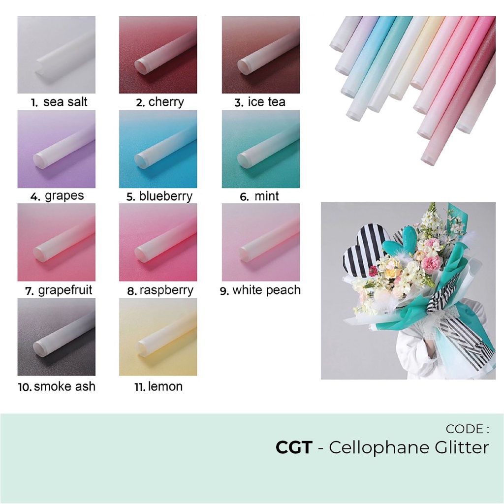 

Flower Wrapping Paper / Korean Wrapping Paper / Cellophane / Kertas Bunga Gliter - CGT Lembaran