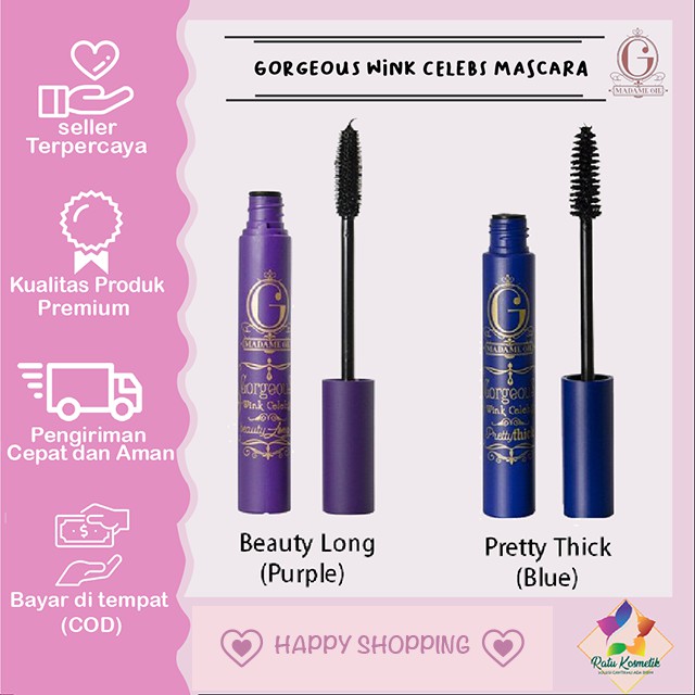 ❤ RATU ❤ Madame Gie Gorgeus Wink Celebs Pretty Beauty Long - MakeUp Maskara Waterproof (✔️BPOM)