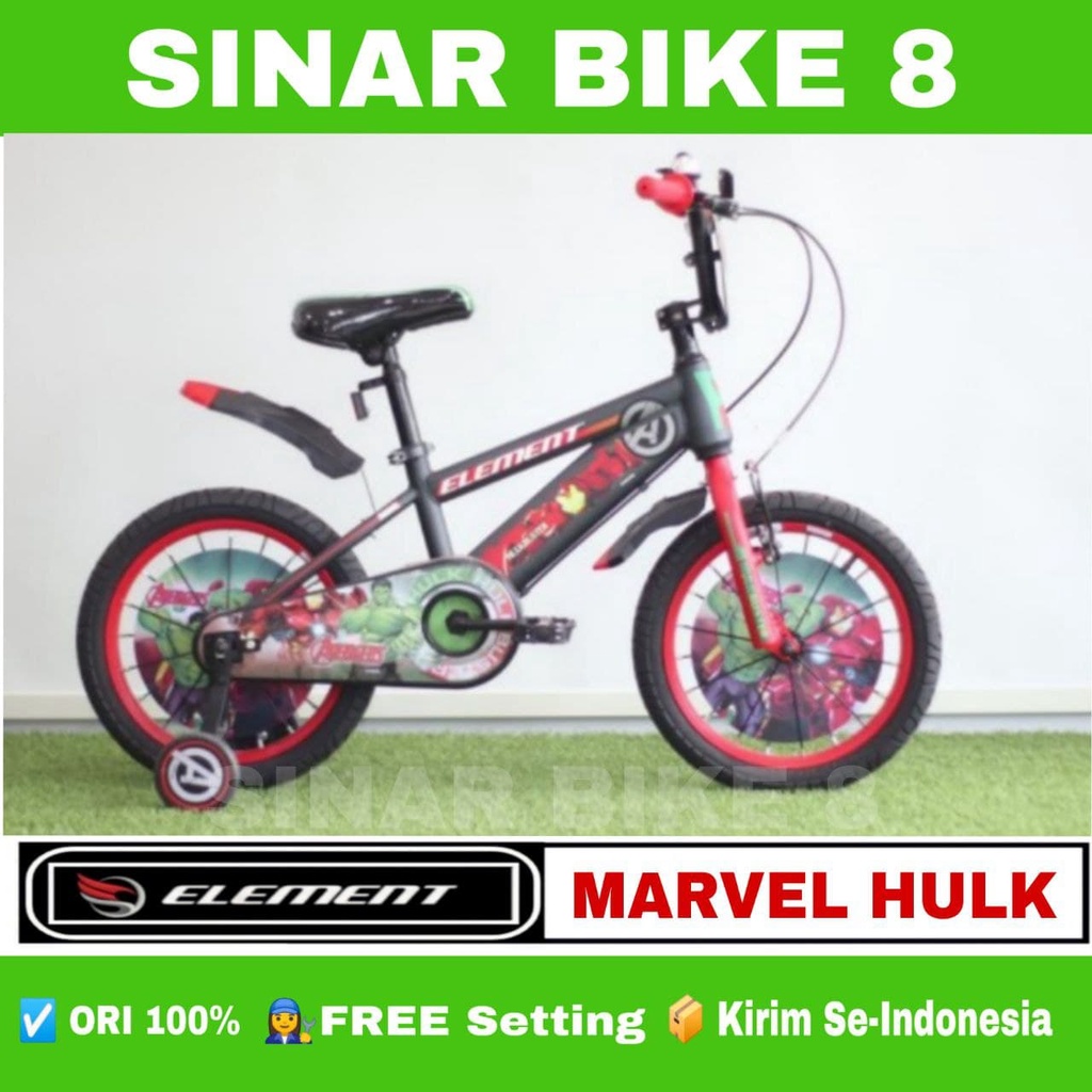 Sepeda Anak Laki Ukuran 12&quot;, 16&quot; dan 18 Inch BMX ELEMENT MARVEL HULK