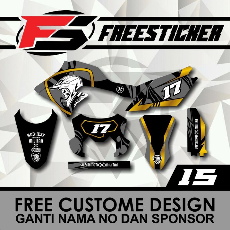 DECAL STICKER DTRACKER SUPERMOTO MILITAN GOLD