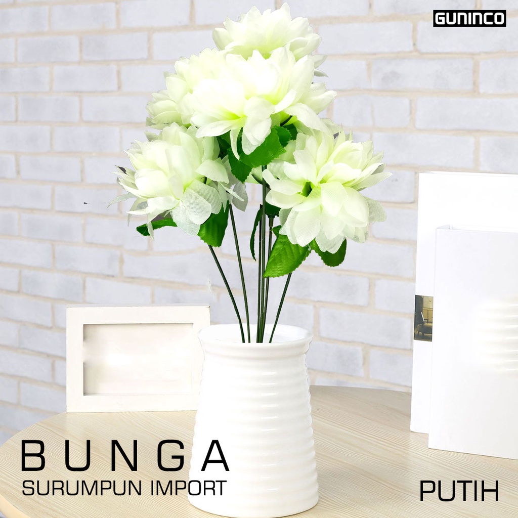 GUNINCO BUNGA SERUNI SERUMPUN MAWAR Artificial Buatan Bunga Palsu Tanaman Hiasan Dinding Bunga Taman-PUTIH