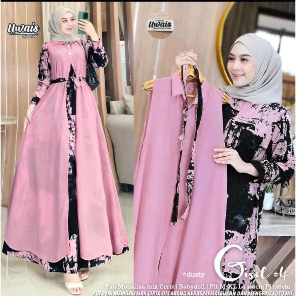 LANGSUNG KIRIM GAMIS  SUPER JUMBO PLUS BLAZZER CERUTY PISAH/GISEL/ Gamis MONALISA JUMBO XXXL LD 130[ BB 95-120 KG] //OUTER CERUTY BEBYDOLL