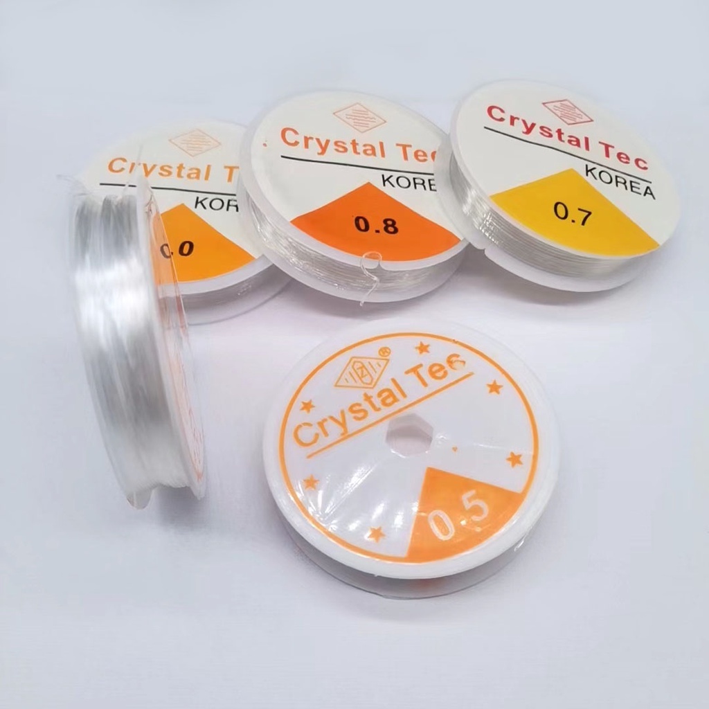 1 Rol Tali Elastis Kristal Transparan Ukuran 0.5-1.0mm Untuk Aksesoris Perhiasan