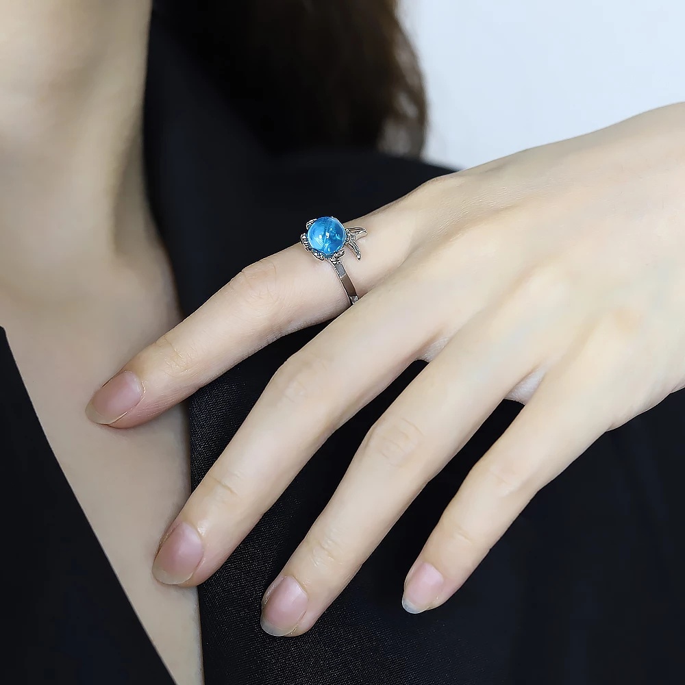 Cincin Kristal Berlian Imitasi Bentuk Ekor Mermaid Warna-Warni Untuk Wanita