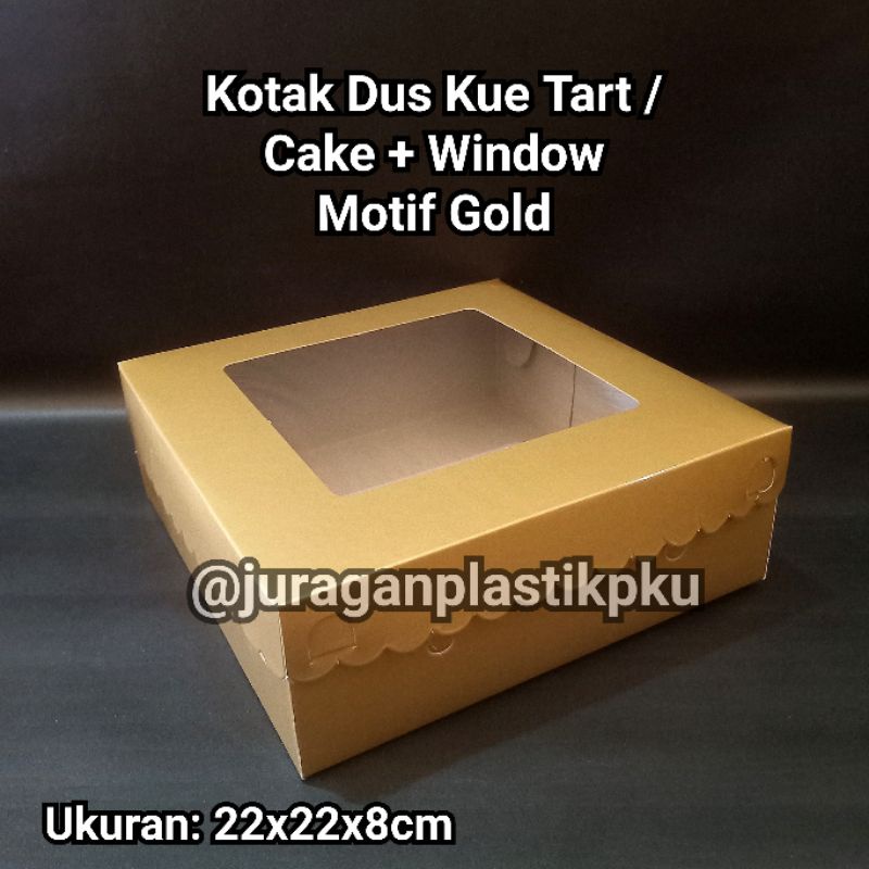 Jual Kotak Kue Tart / Box Cake Motif Gold 22x22 Cm / Dus Kue Tar Ulang ...