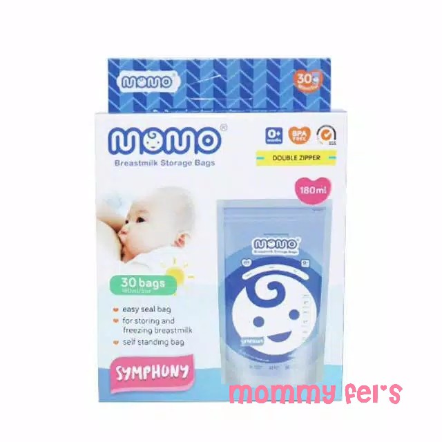 Kantong ASI Momo Symphony 180 mL/ Breast Storage MIlk/ Kantong Penyimpan ASI/ Plastik ASI Double Zip