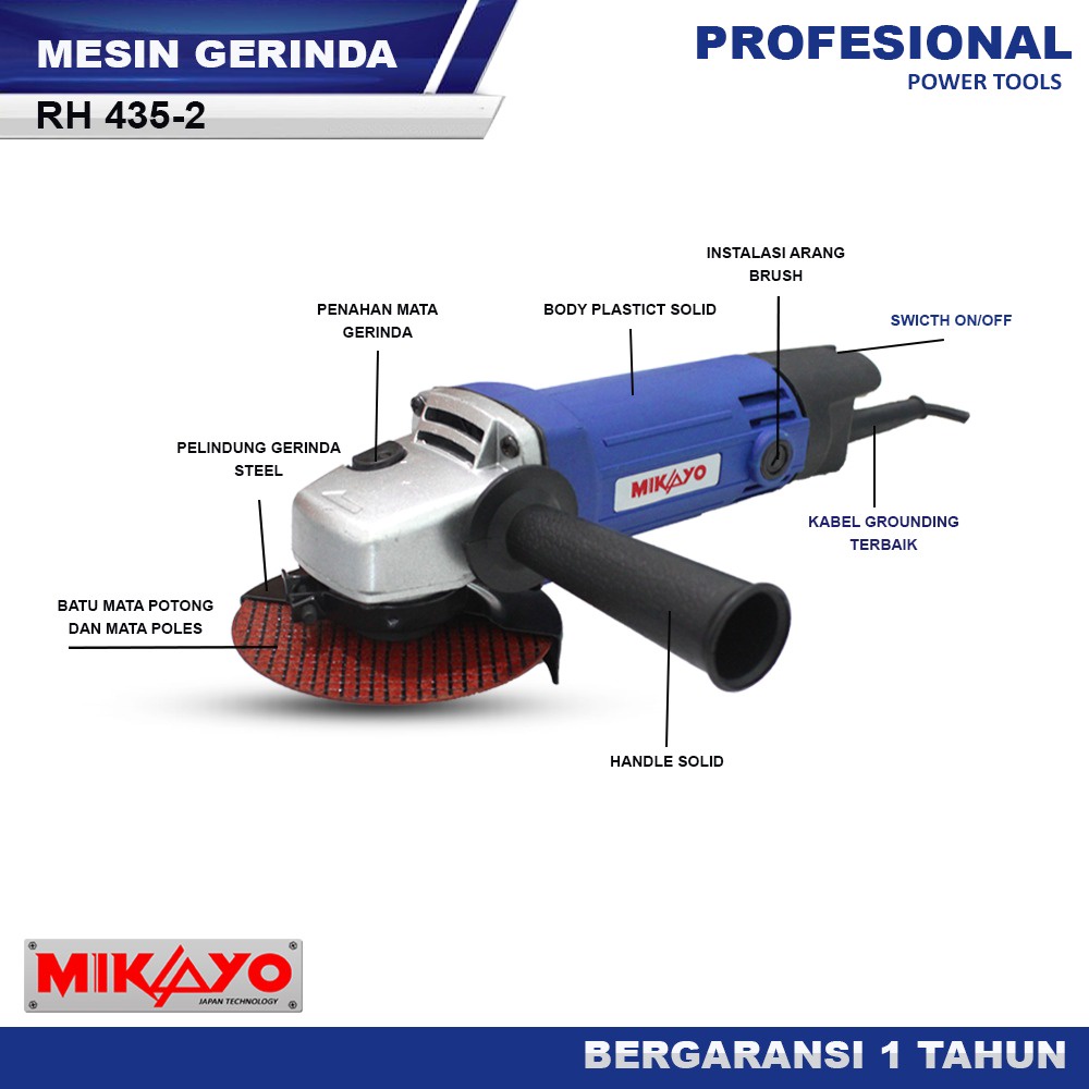 PAKET 3 SET MIKAYO MESIN BOR LISTRIK 10 MM &amp; MIKAYO MESIN GERINDA &amp;  MESIN CIRCULAR 7IN