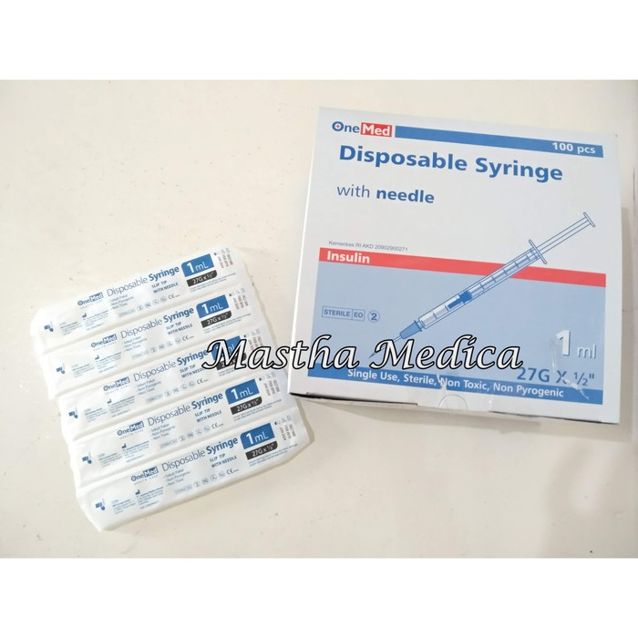 Disposable Syringe With Needle 1 ml Insulin 1 cc One Med Box Disposable Syringe