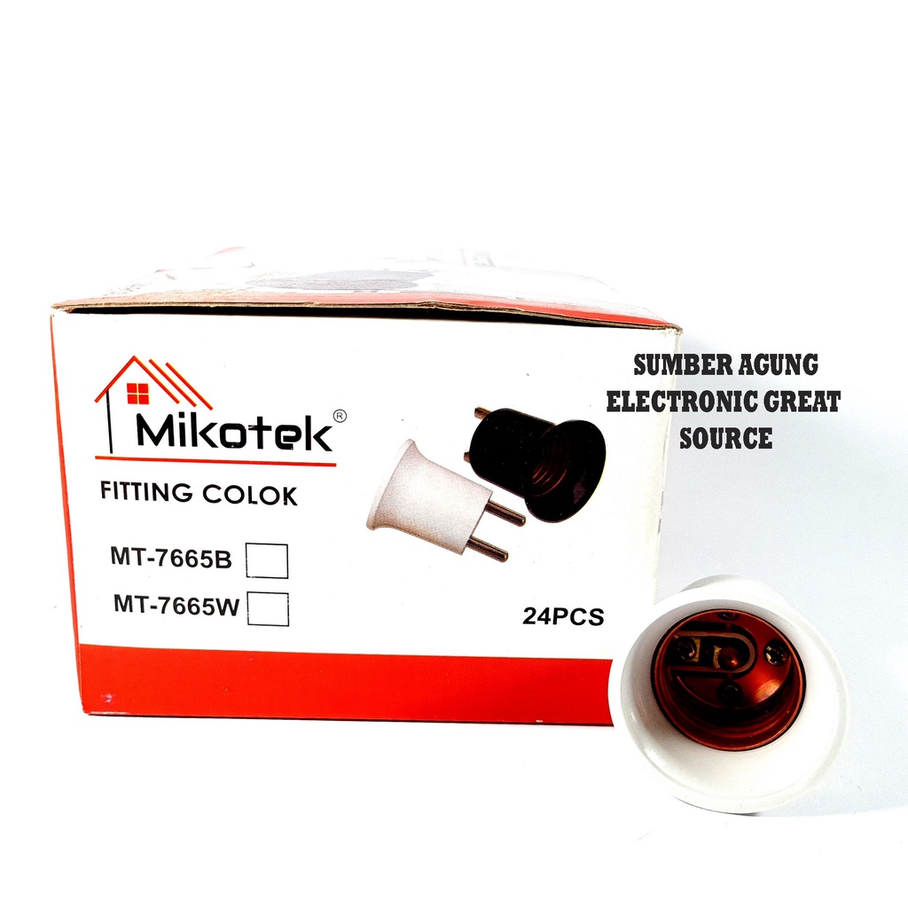 Mikotek MT7665W Fiting Colok Lampu Langsung Ke Stop Kontak E27 Putih