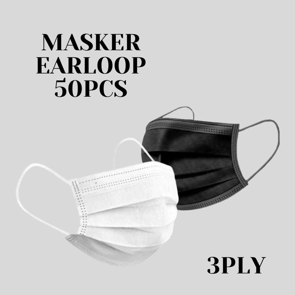 ✿ELYSABETHME✿ Mask 3ply per pcs medis masker penutup mulut earloop anti polusi debu virus