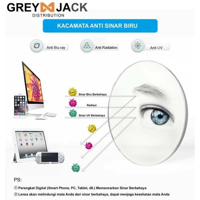 Grey Jack/kacamata anti radiasi blueray dewasa fashion metal 16034-4