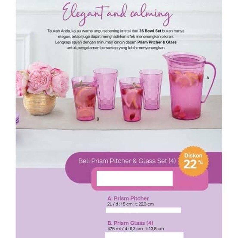 TUPPERWARE PRISM BOWL/GLASS/PITCHER