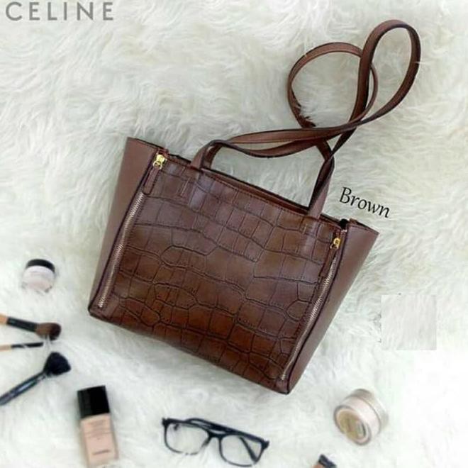 Ready Lagi ..! Tas Wanita murah cewek import batam fashion branded,CELINE CABAS CROCO - Hitam ,.