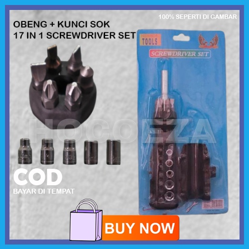 OBENG SET OBENG + KUNCI SOK MULTIFUNGSI PRAKTIS 17 IN 1 PROFESSIONAL SCREWDRIVER SET va359