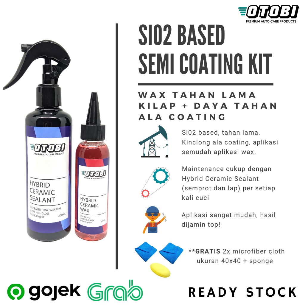 Si02 Based Hybrid Ceramic Wax + Sealant Otobi Coating Pengkilap Body