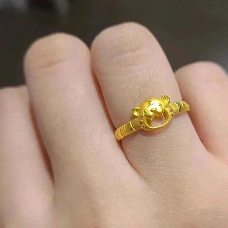 Cincin Model Terbuka Motif Kartun Harimau Warna Emas