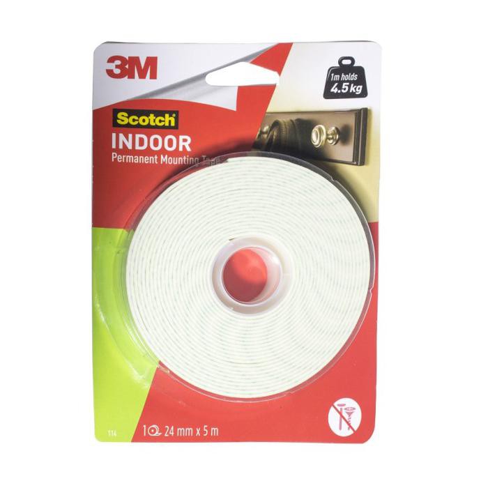 

Indoor Permanent Mounting Double Tape 3M 24 mm x 5 m Scotch 114