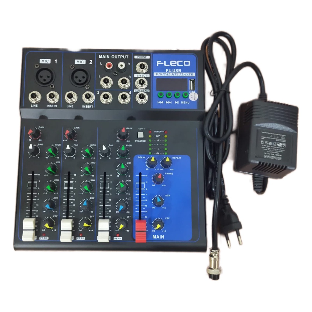 PAKET MIC WIRELESS MIXER FLECO F4 BLUETOOTH  4 CH