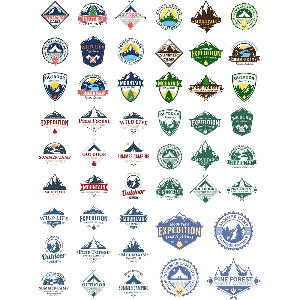 Mountain Expedition Logos Set Vector - Coreldraw