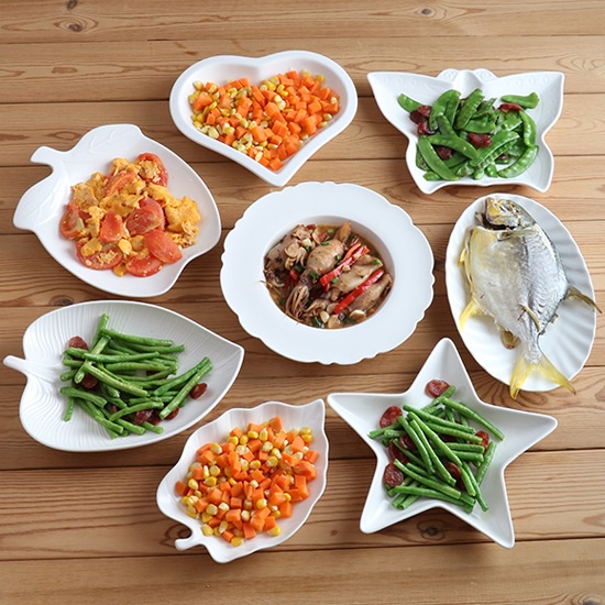 Piring Makan - Mangkuk Keramik Putih Polos/ Piring Berbagai Bentuk Mewah / Piring Makan Saji Serbagu