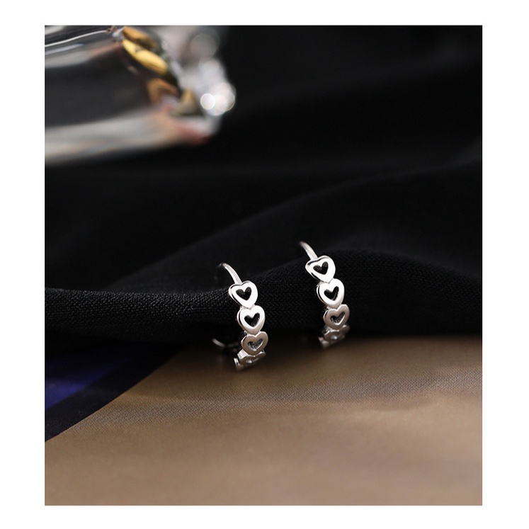 Anting Tusuk Sterling Silver 925 Wanita Desain Hati Kecil Gaya Musim Panas