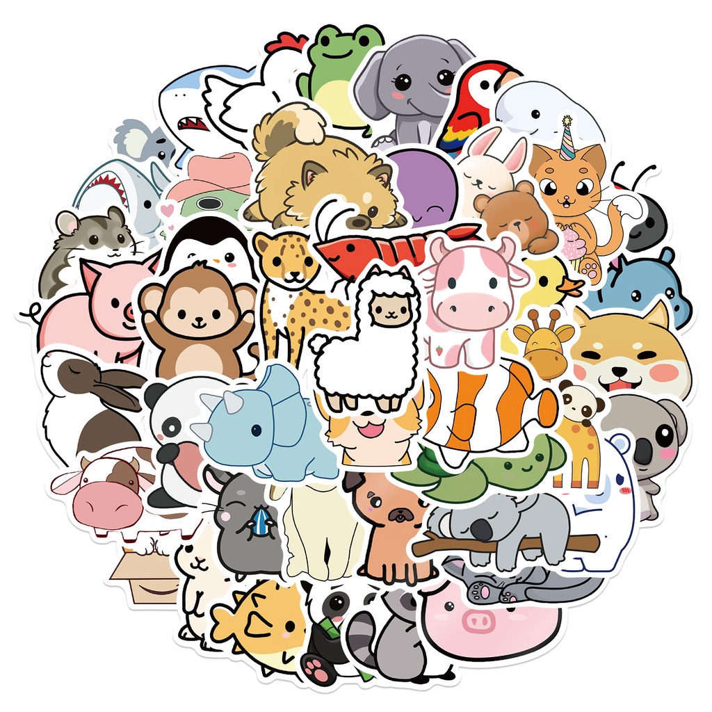 

50 / 100PCS Stiker Graffiti Motif Kartun Hewan Lucu Anti Air Untuk Dekorasi Notebook / Sepeda / Handphone DIY