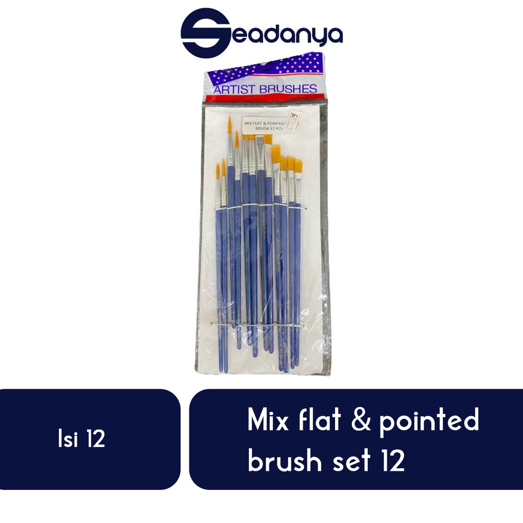 

Mix Flat & Pointed Brush Tips Set 12 Isi 12pcs - Kuas Untuk Mengoles/Menghias Kue,Cake,Kue Tart/Roti