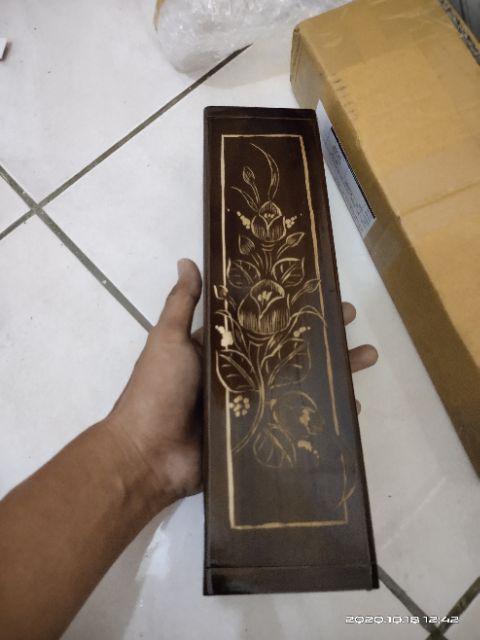 Kotak Box Kayu Jati Ukir Cukit Tempat Penyimpanan Pensil Perhiasan Pusaka Unik Dan Antik