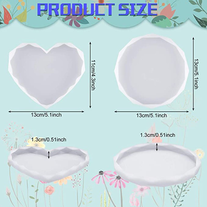 Glitter Silicone Heart-shaped Round Coaster Silicone Epoxy Resin Molds Glossy Silicone Mold for Agate Resin Coasters Cup Mats