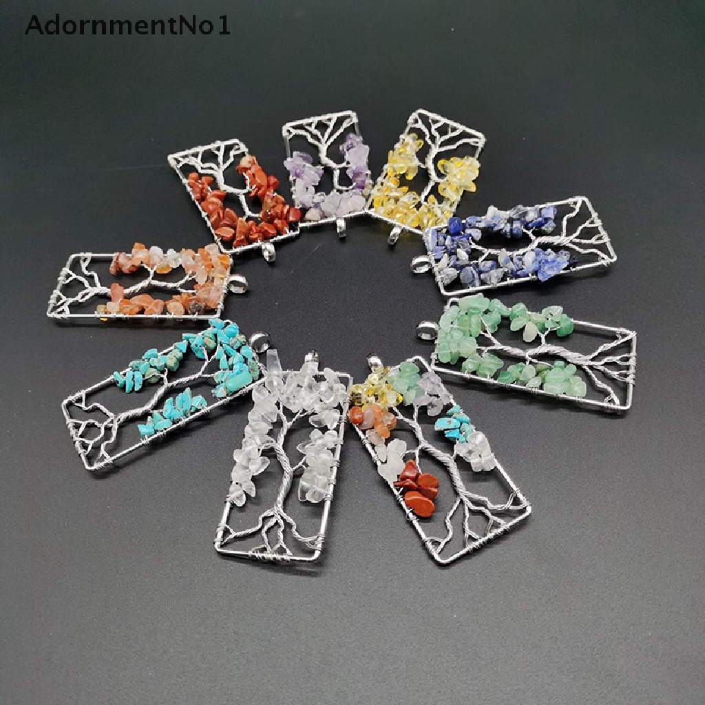 (AdornmentNo1) Kalung Tali Dengan Liontin Pohon Kehidupan 7 Chakra Handmade Untuk Wanita