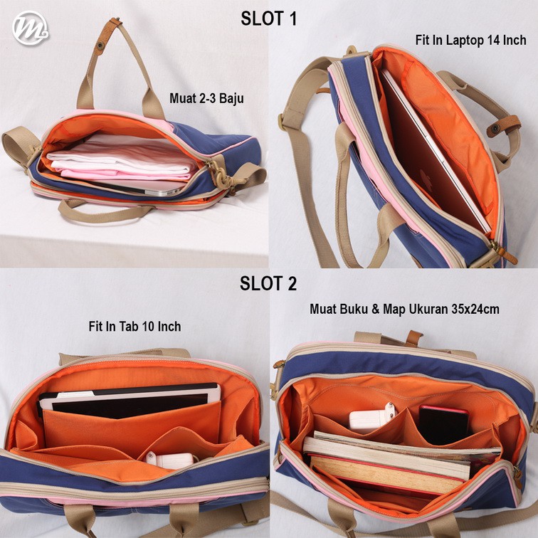 Tas Laptop Wanita Selempang Jinjing Bahan Kanvas Premium Original - Zenith Mokamula