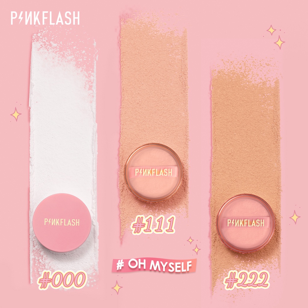 [ORI BPOM] PINKFLASH Lasting Matte Setting Loose Powder | PINKFLASH # OhMyself Loose powder Matte Translucent Oil-control 3 Colors bedak tabur | Pink Flash Bedak Tabur BPOM PF-F06