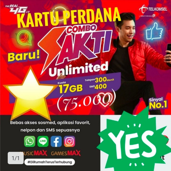 Combo Sakti Telkomsel 25GB 17GB 13GB + Unlimited App