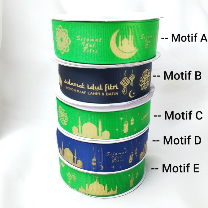 

Premium Product!!! Pita Dekorasi Lebaran / Pita Kain / Pita Grosgrain Idul Fitri 1 Roll - Paling Dicari