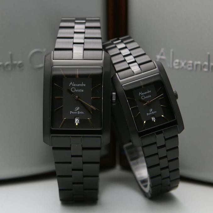 Jam Tangan Couple Alexandre Christie Ac 1019 Full Black Original Avenue.Centre