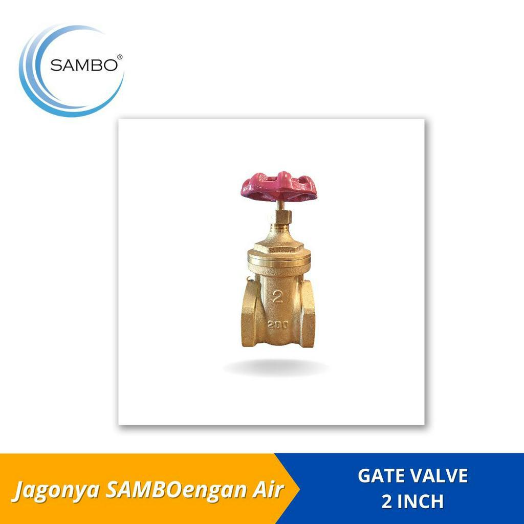 Sambo Gate valve Stop Kran 2 inch Brass kuningan