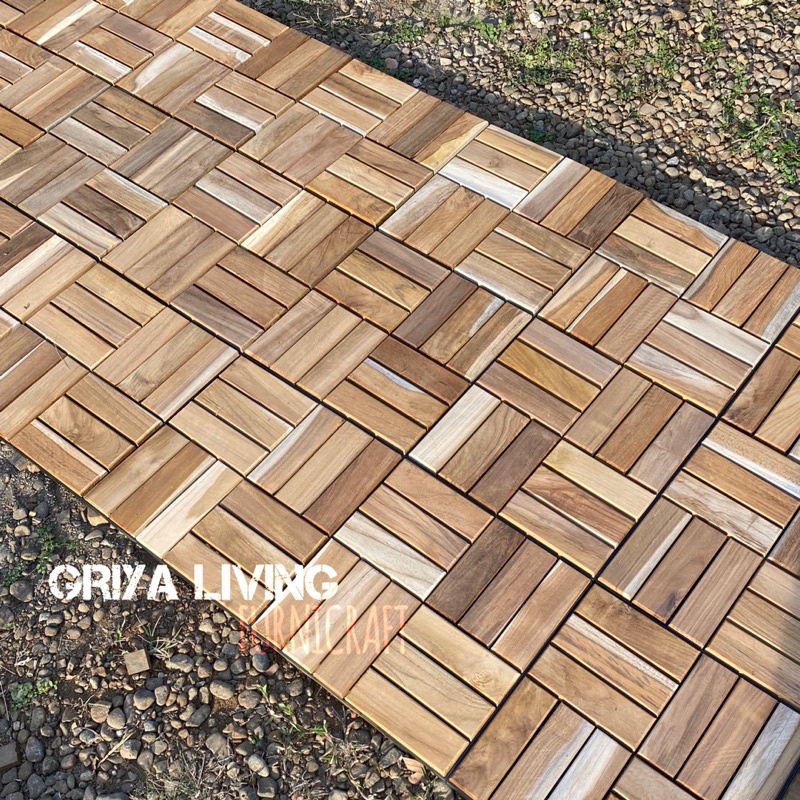ubin kayu jati - lantai parquet jati - decking tile - flooring