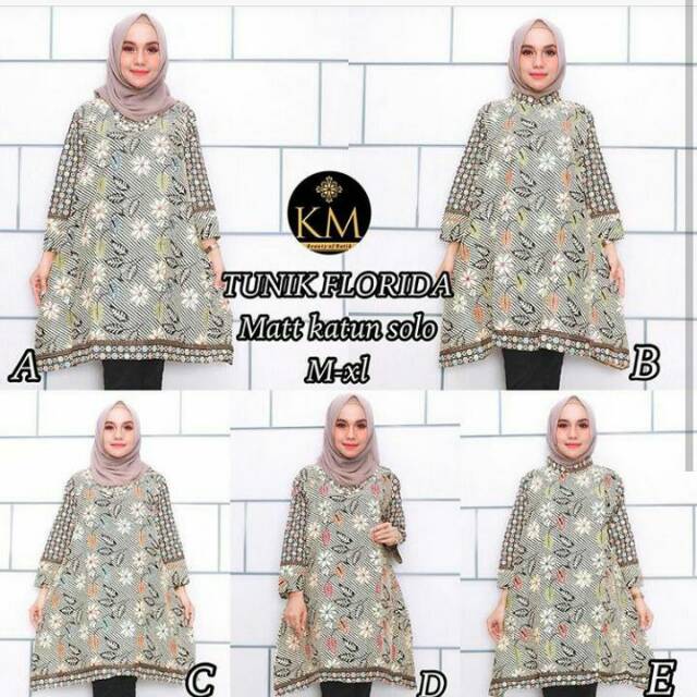 TUNIK FLORIDA BATIK KATUN MURAH ATASAN BATIK PASTEL GROSIR BATIK SOLO