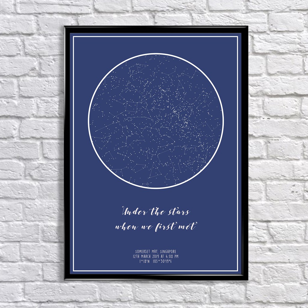 

BLUE ON BLUE custom constellation star map personalized framed A3 poster unique gift decoration